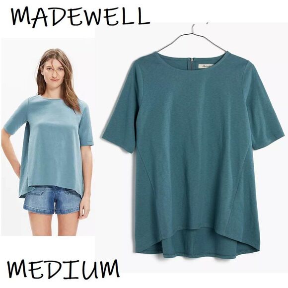 MADEWELL Teal Back Zip Swing Tee - M - Picture 1 of 14